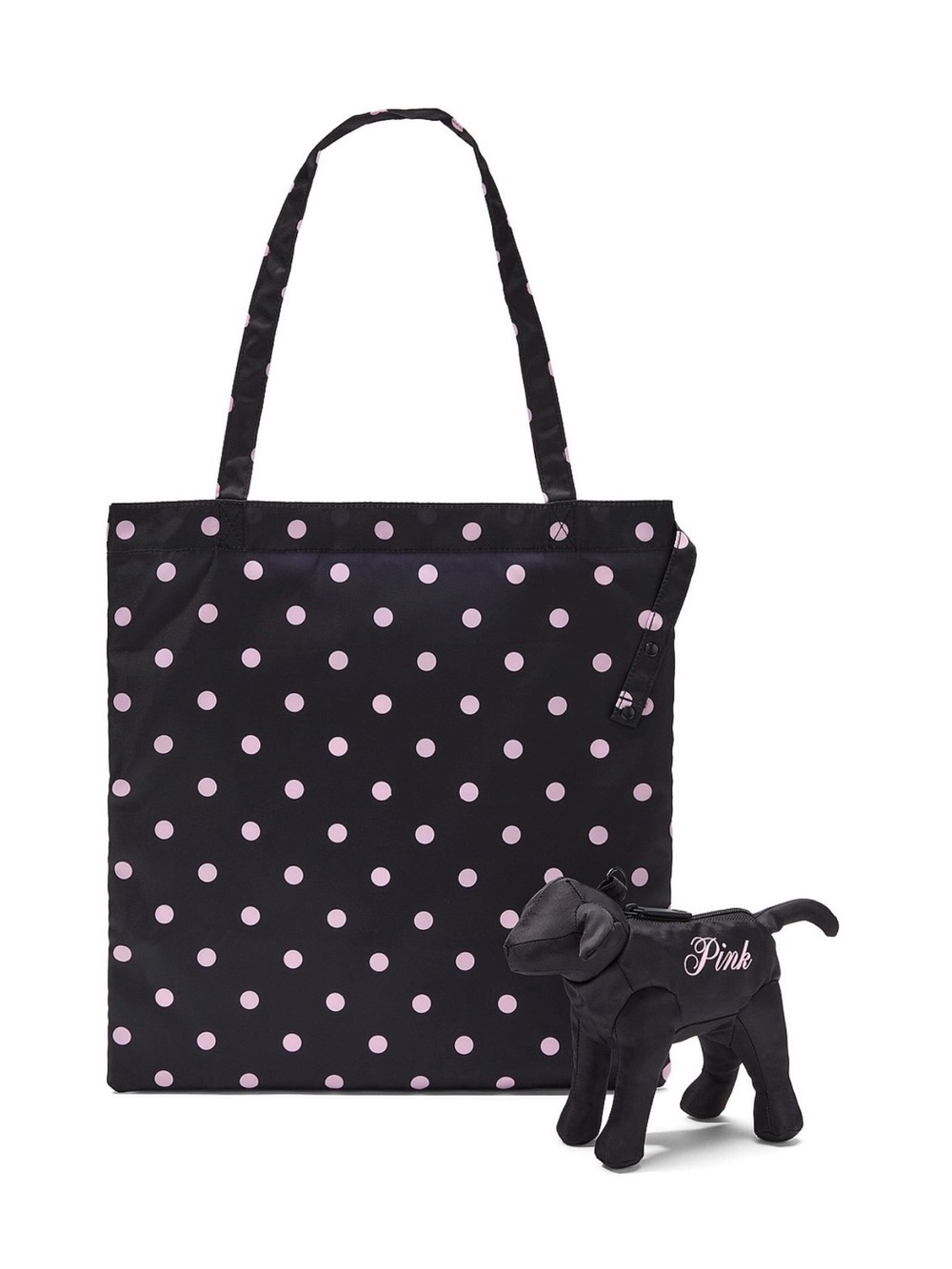 TOTE DOG CHARM PINK Victoria's Secret PACKABLE Zip Pouch with NYLON TOTE INSIDE!